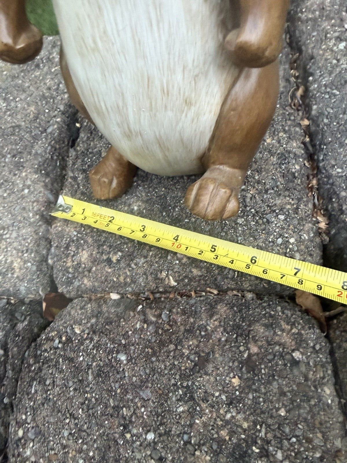 Vintage Faux Wood Carved Rabbit Statue 12.5" Standing Resin Bunny Figurine Eyes