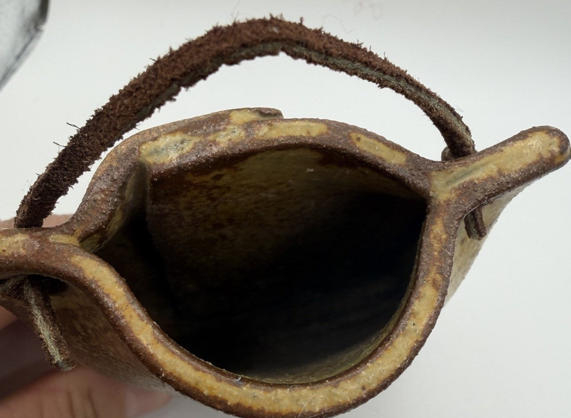 Vintage Japanese Shigaraki Stoneware Hanging Wall Vase Rustic Studio Pottery