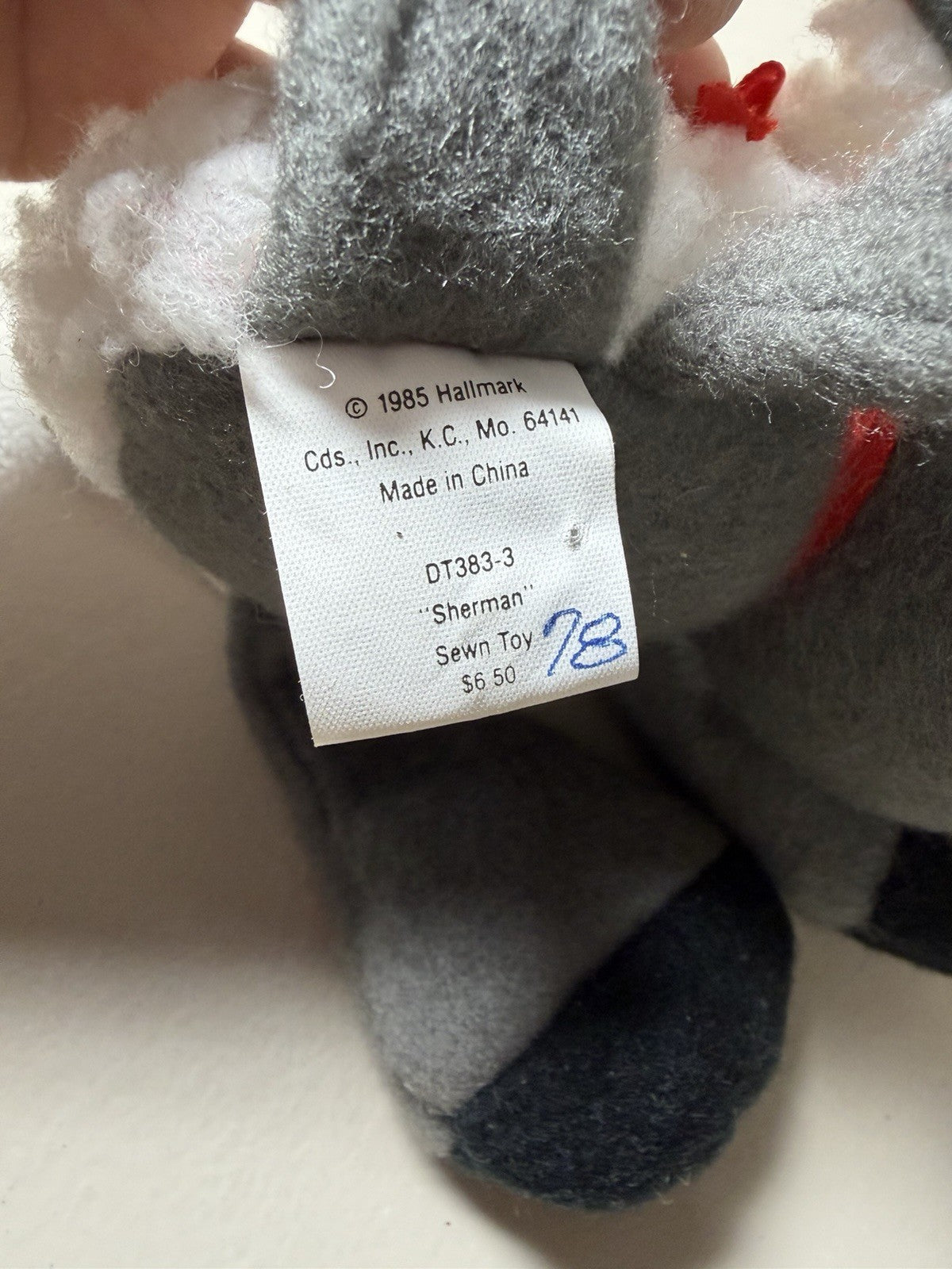 Vintage 1985 Hallmark Sherman Sewn Toy Plush Lamb Sheep Stuffed Animal NWT