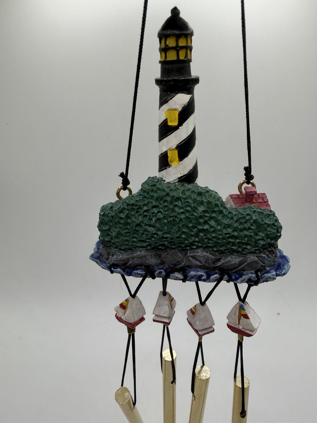 Lighthouse Wind Chime Nautical Decor Metal Chimes 8.5"