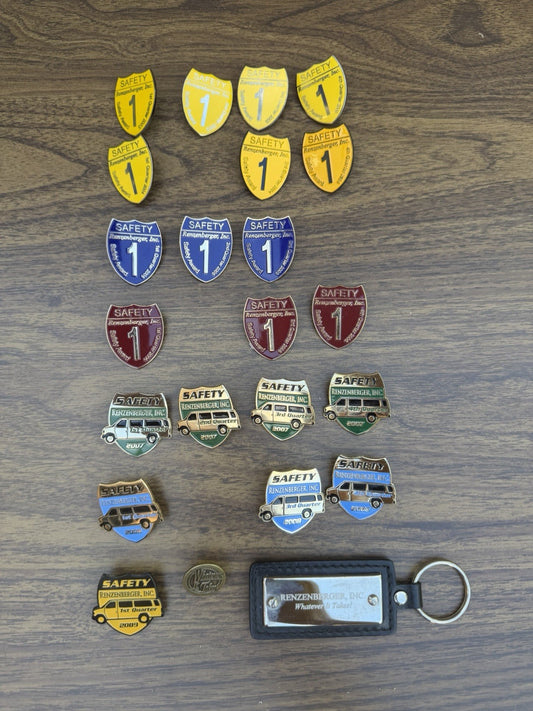 23 Vintage Collectible Renzenberger 2003-2005 Gold Tone Metal Pins, Keychain