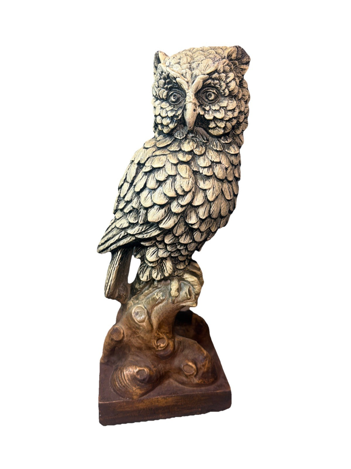 Vintage Chalkware Owl Statue 14.5" Mid Century Owl Figurine