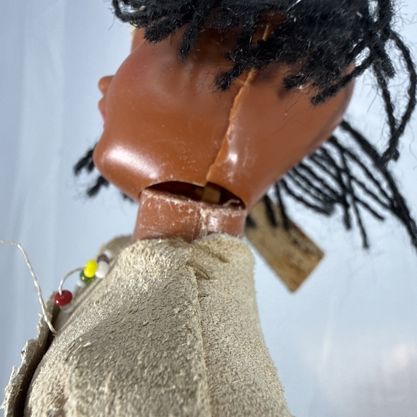 Vintage Native American Doll Papoose Baby Sleep Eyes Souvenir Doll