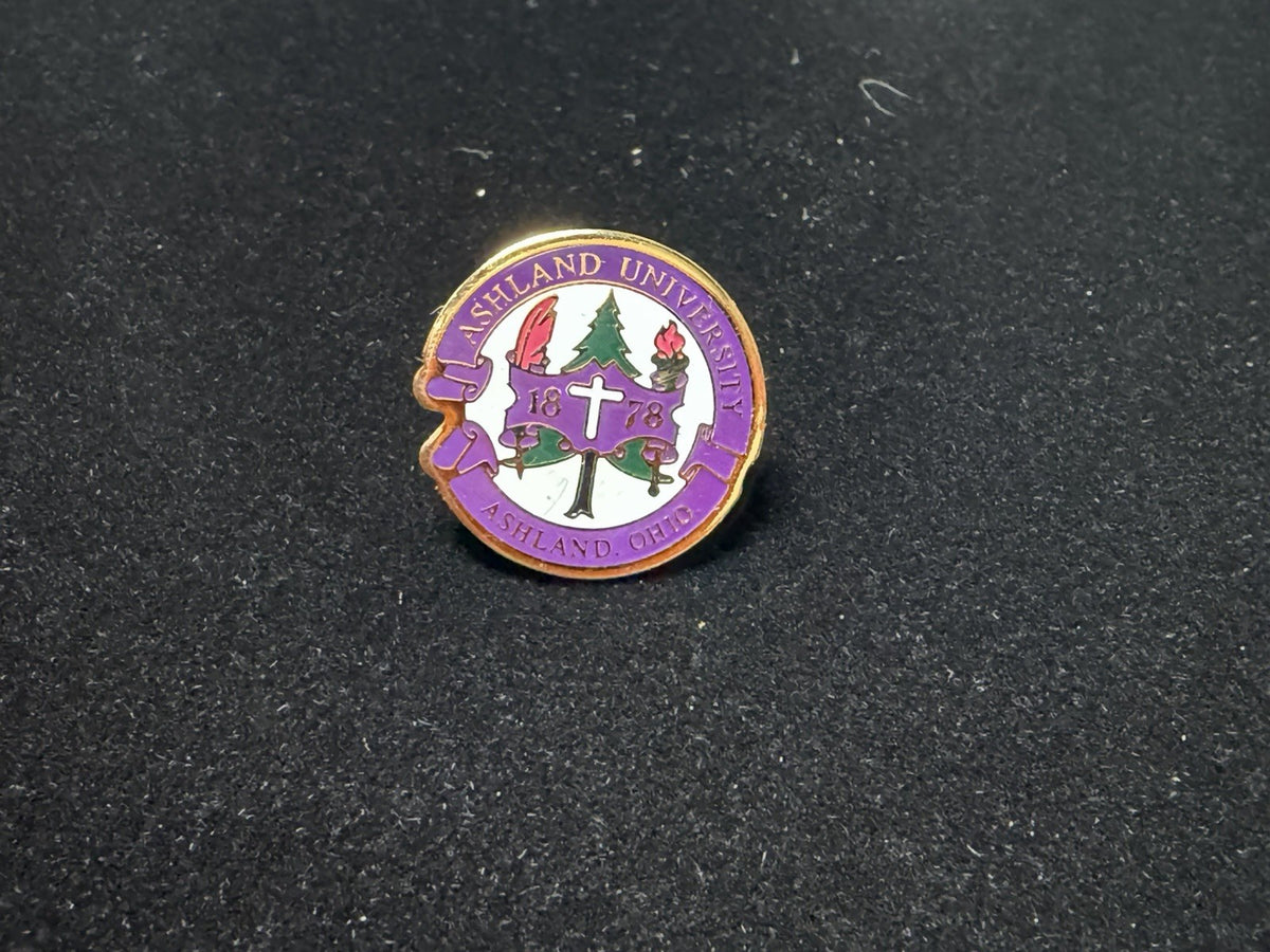 Vintage Ashland University Ohio Seal Logo Enamel Lapel Pin Collectible With Box