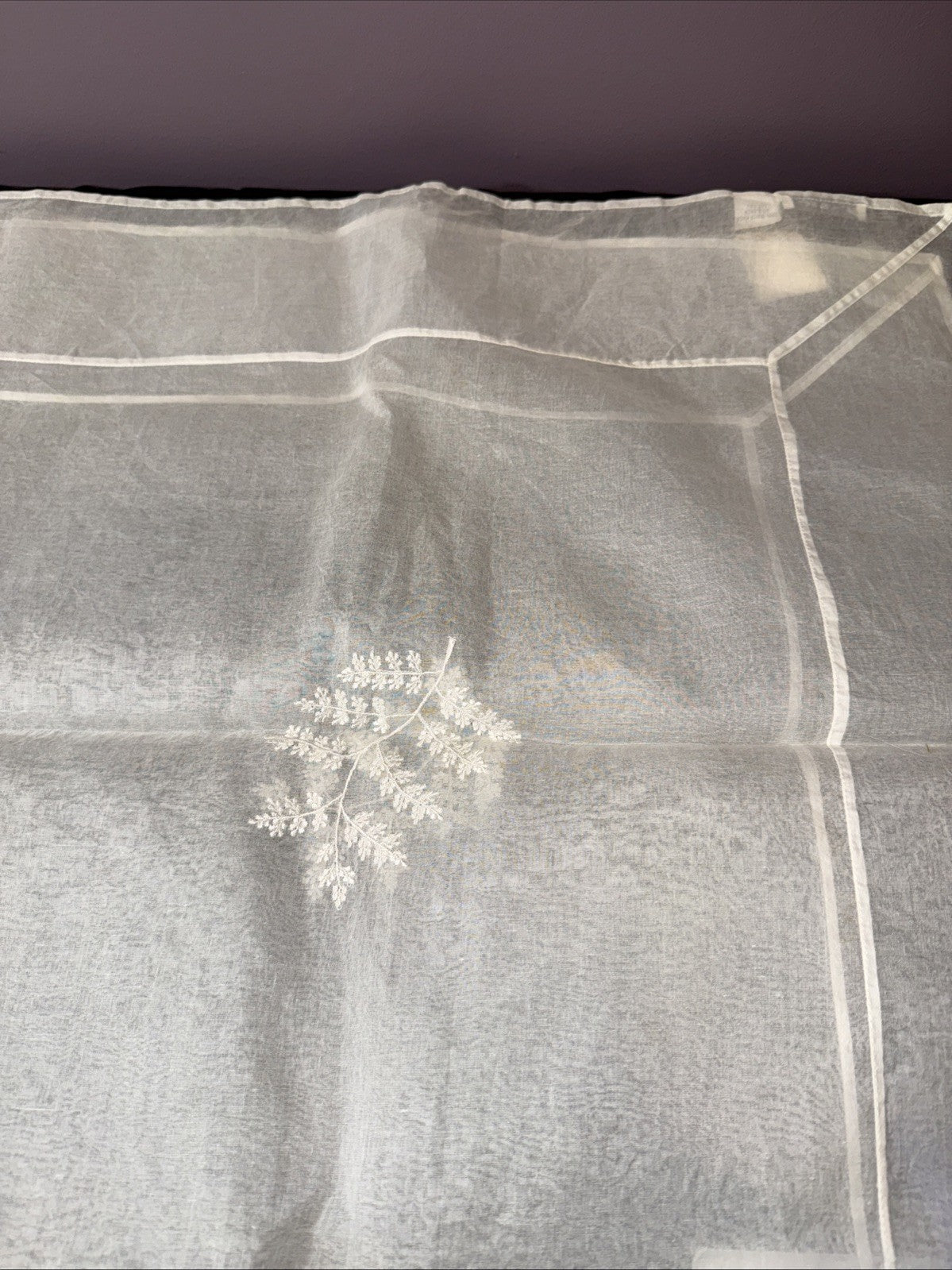 Sethi & Sethi White Fern Organdy Sheet Tablecloth 54x54