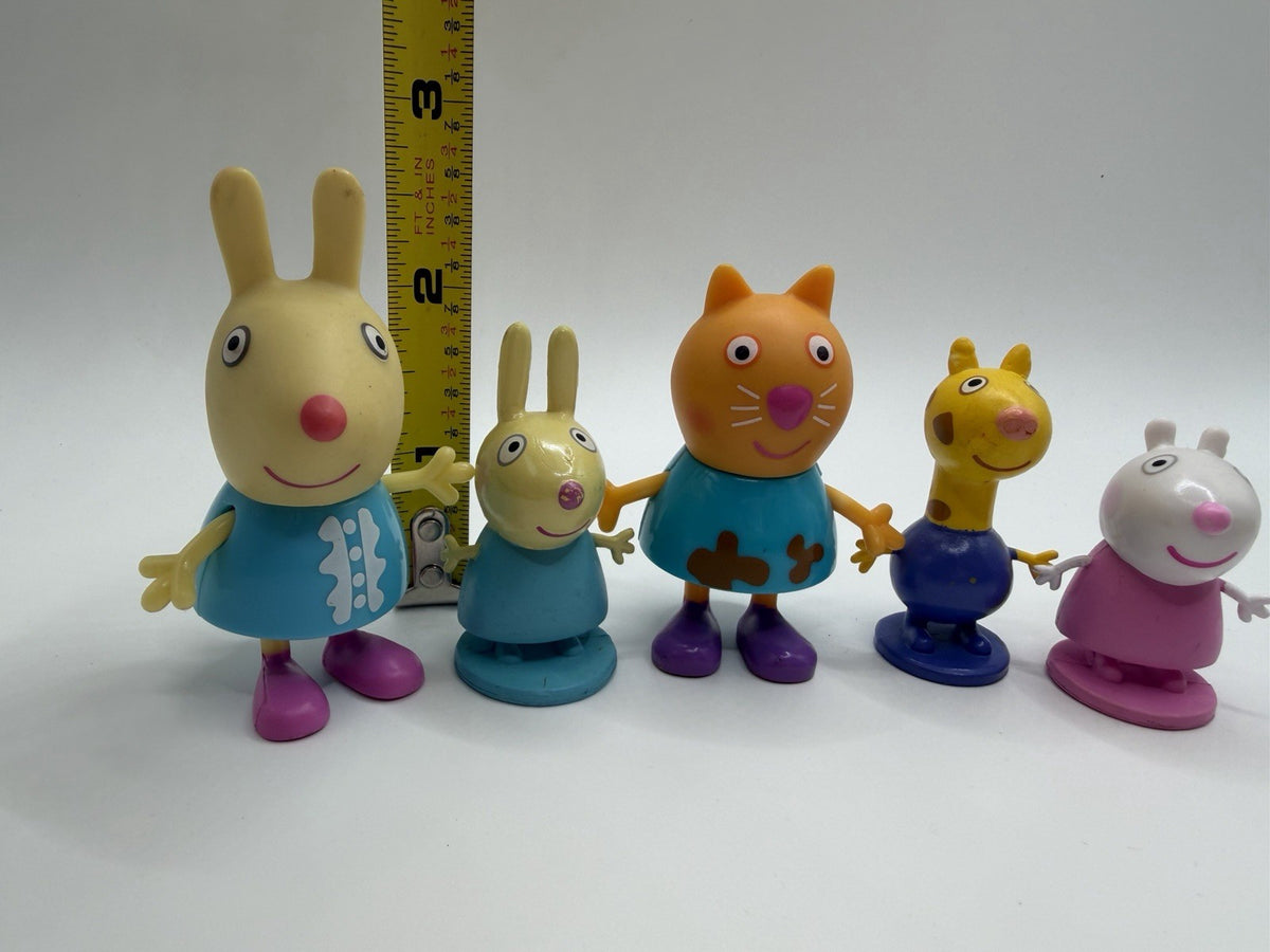Peppa Pig Friends Figures Lot 5 Rebecca Rabbit Candy Cat Gerald Giraffe Kids Toy