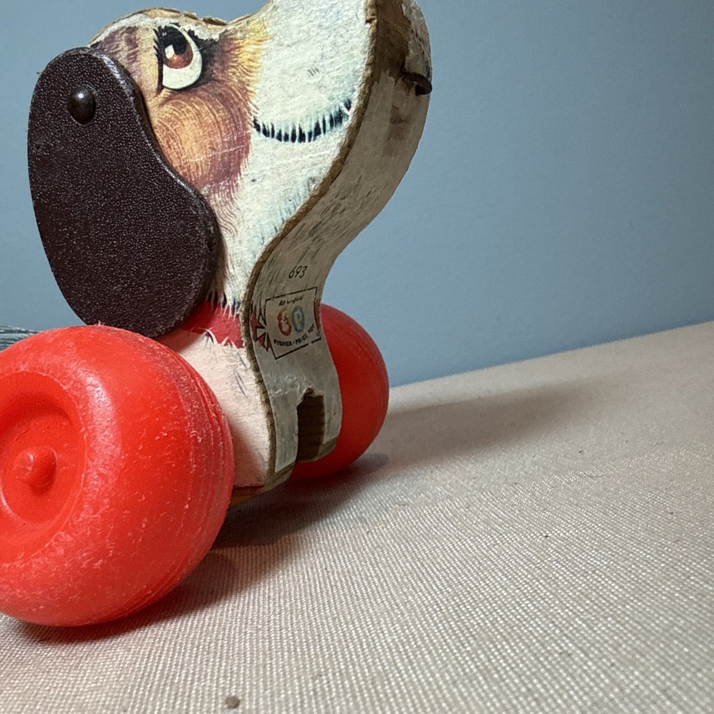 Vintage 1965 Fisher Price Little Snoopy 693 Wooden Puppy Dog Pull Toy