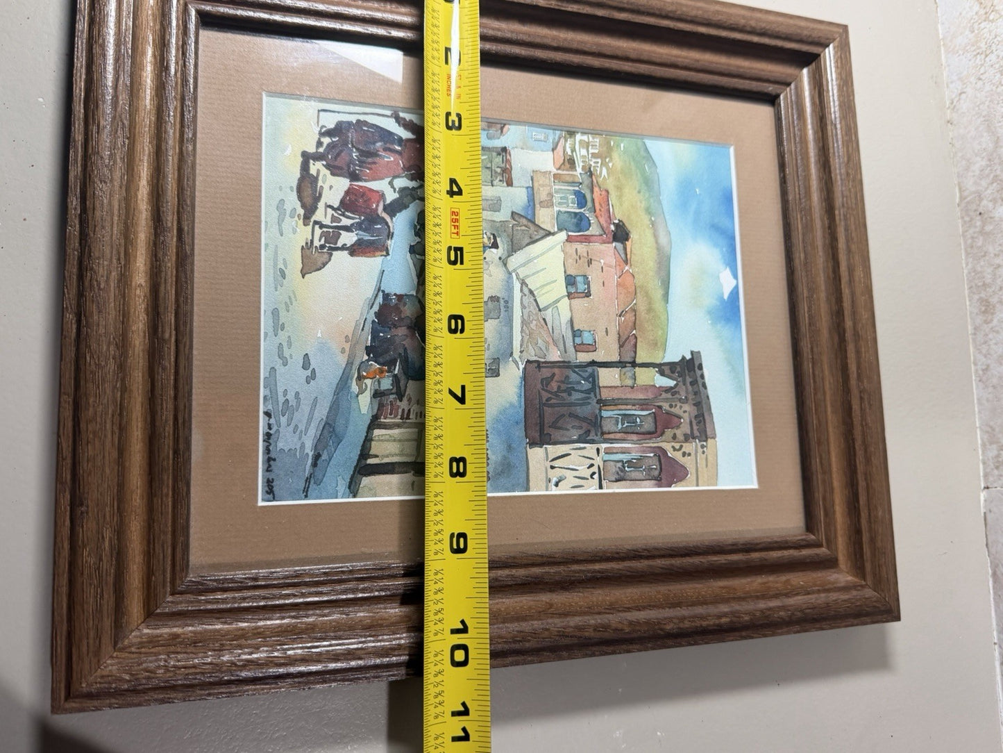 Signed Original Watercolor Painting Budapest Street Scene Framed Art Dated 2005