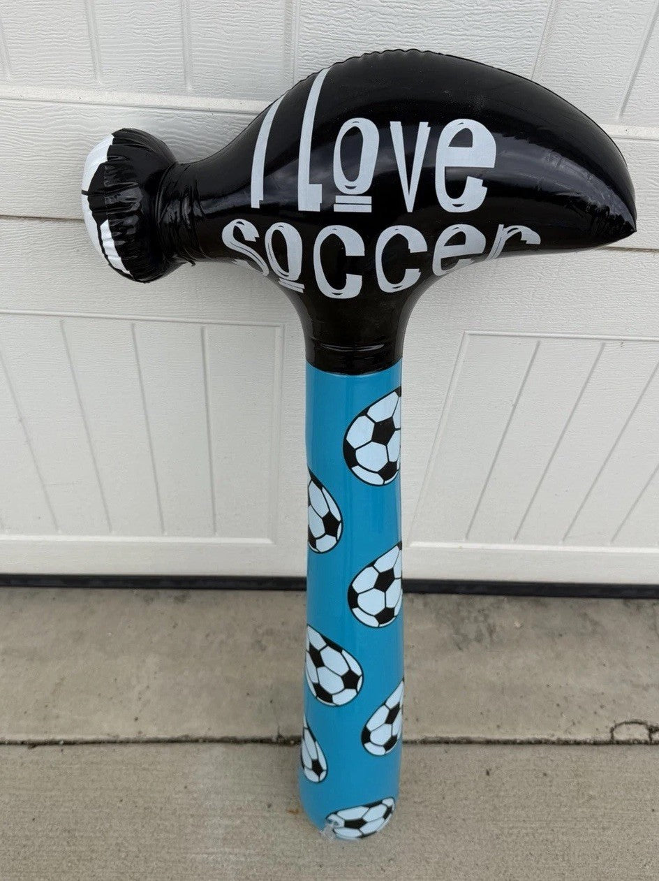 Inflatable Light Blue Soccer Hammer Squeaker Blow Up Toy 32"Novelty Party Favor