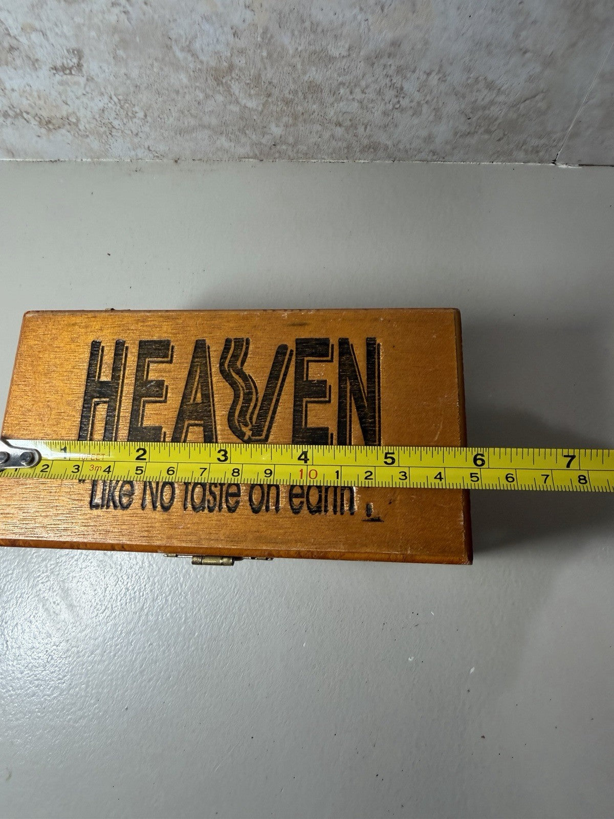 Heaven Like No Taste on Earth Cognac Petite Empty Wood Cigar Box Vintage