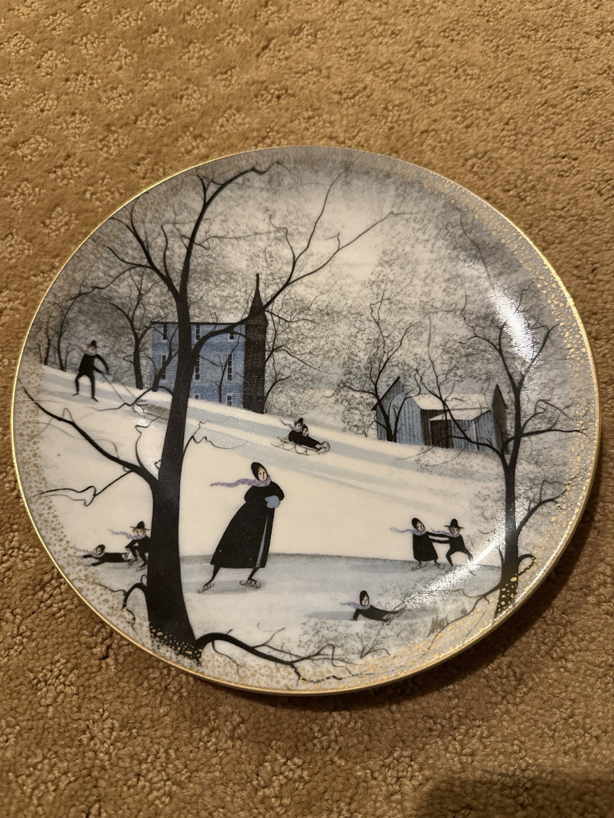 P Buckley Moss Frosty Frolic Plate Valley Life Series 8.25” Anna Perenna 264/500