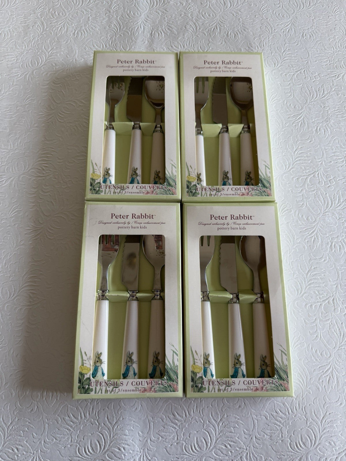 Pottery Barn Kids Peter Rabbit Flatware Sets Lot of 4 New in Box Beatrix Potter
