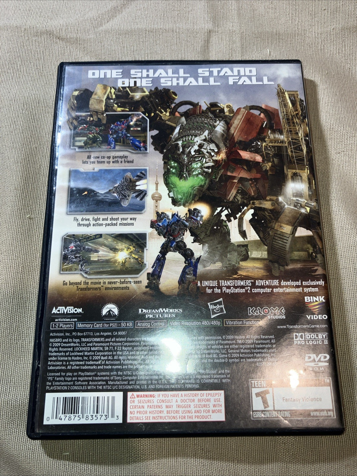 Transformers Revenge Of The Fallen Playstation 2 PS2 Game