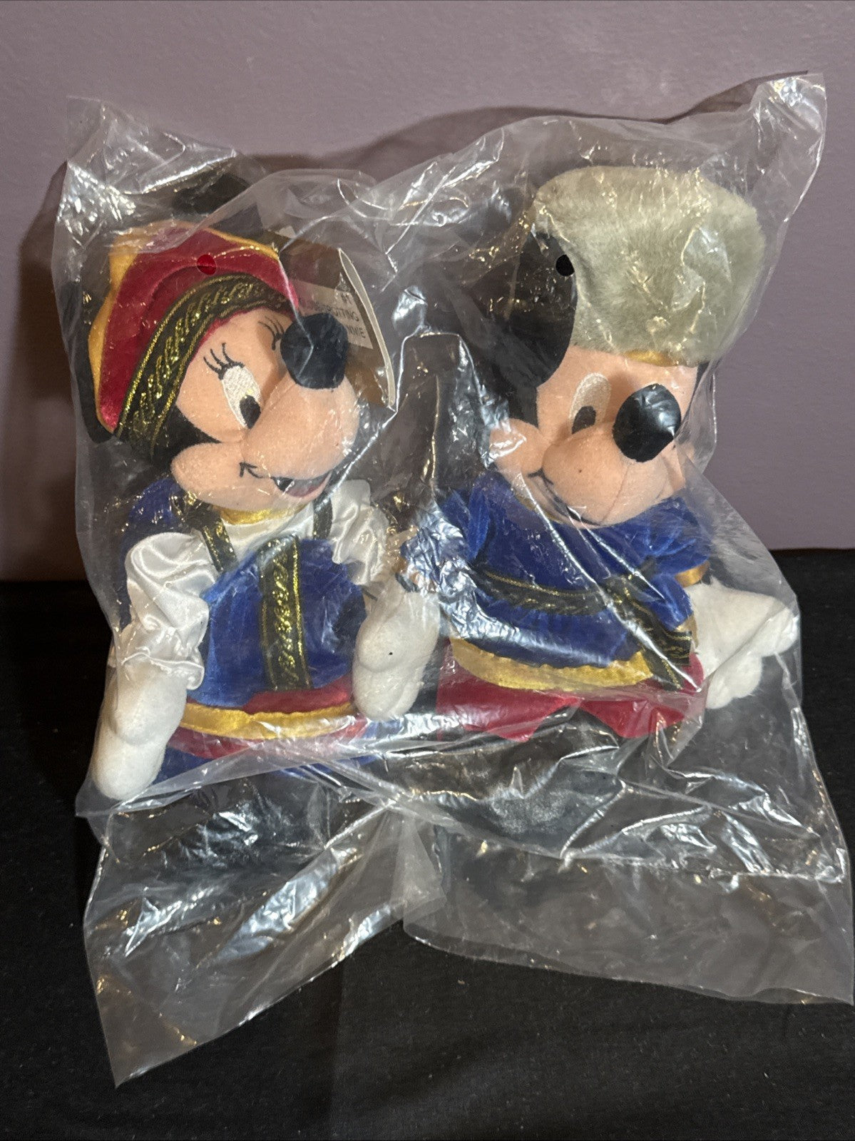 Disney Mickey Minnie Plush Snow Globe Style Russian Trotter Set Sealed NIB