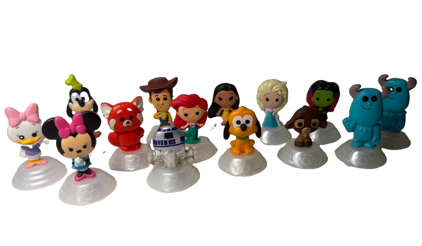 Disney 100 McDonald's Happy Meal Toy Lot 14 Figures Ariel Woody Elsa R2-D2