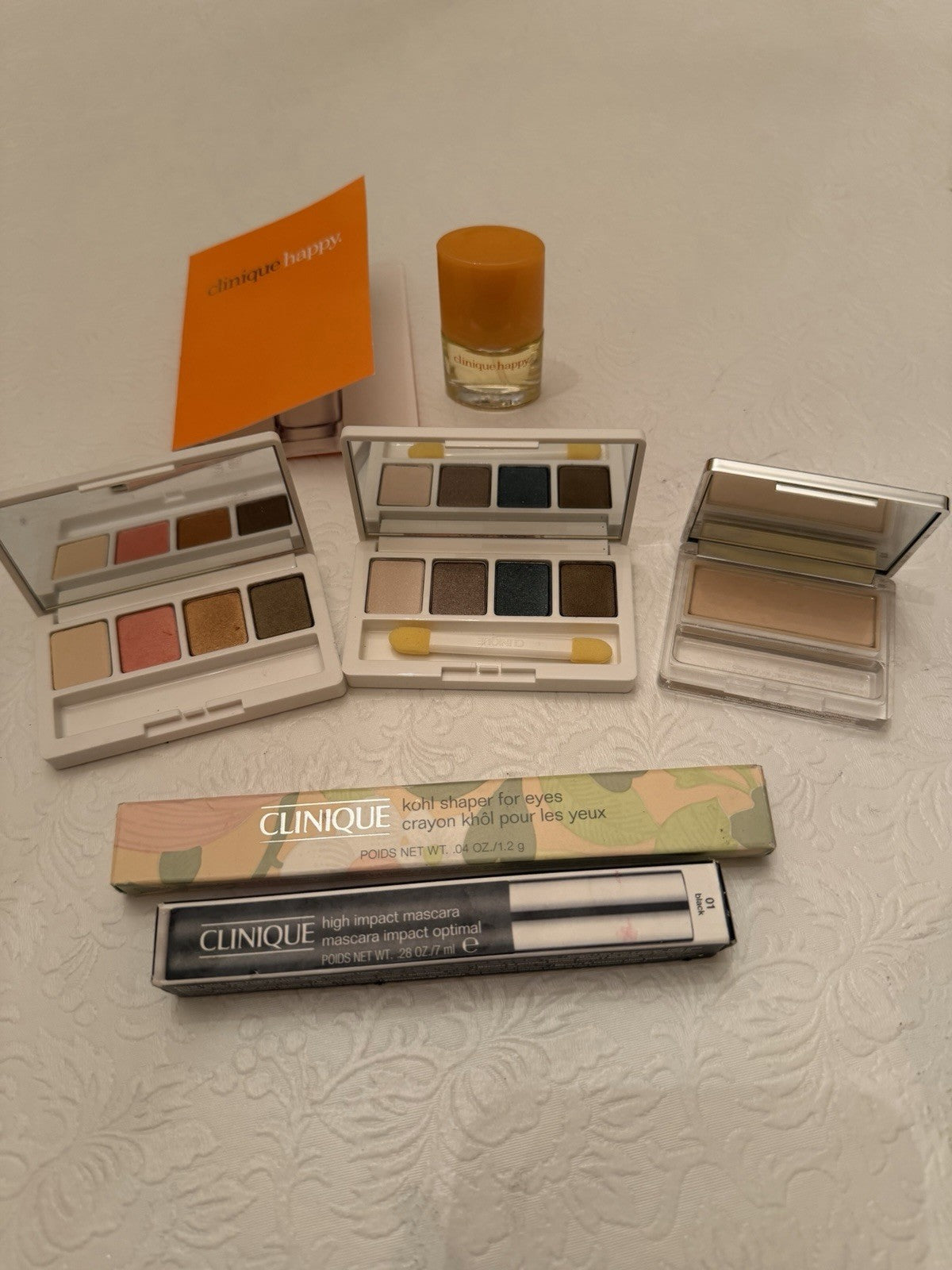 Clinique Makeup Lot Eyeshadow Quads Kohl Eyeliner Mascara Happy Perfume 8pc