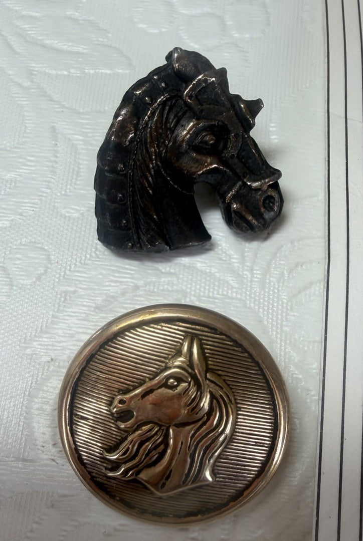 Vintage Horse Button Covers Lot Gold Bronze Equestrian Western Cowboy Styking 8p