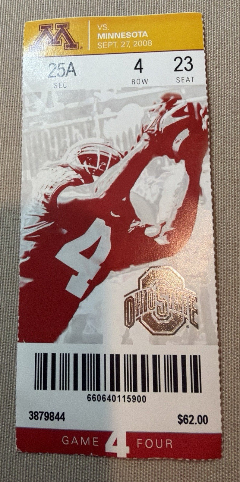 2008 Ohio State Football Ticket Stub Lot of 2 stubs Penn State Minnesota OSU
