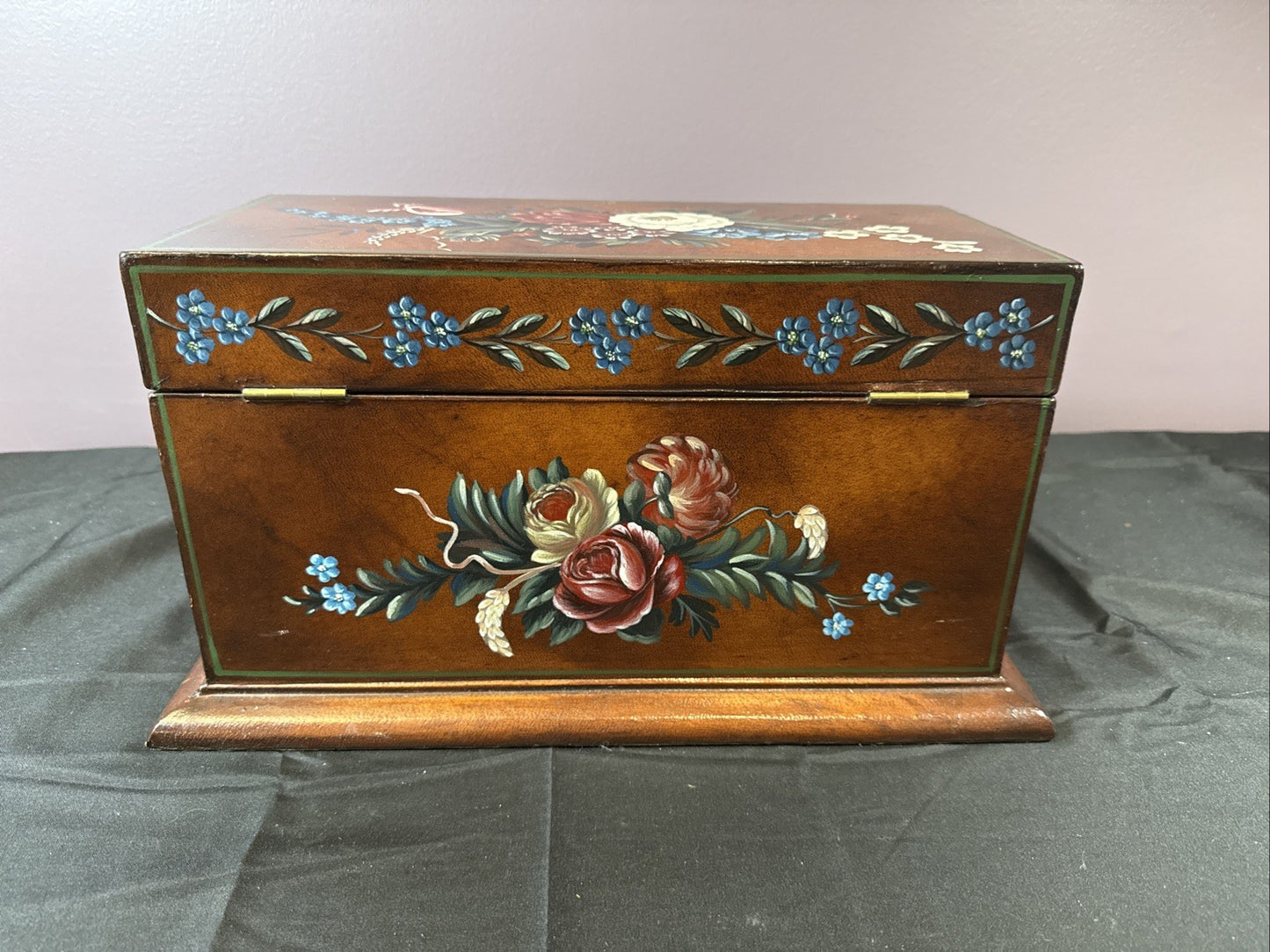 Vintage 1994 Maitland Smith Hand Crafted Solid Wood Jewelry Box 15.5x8.24x6.5