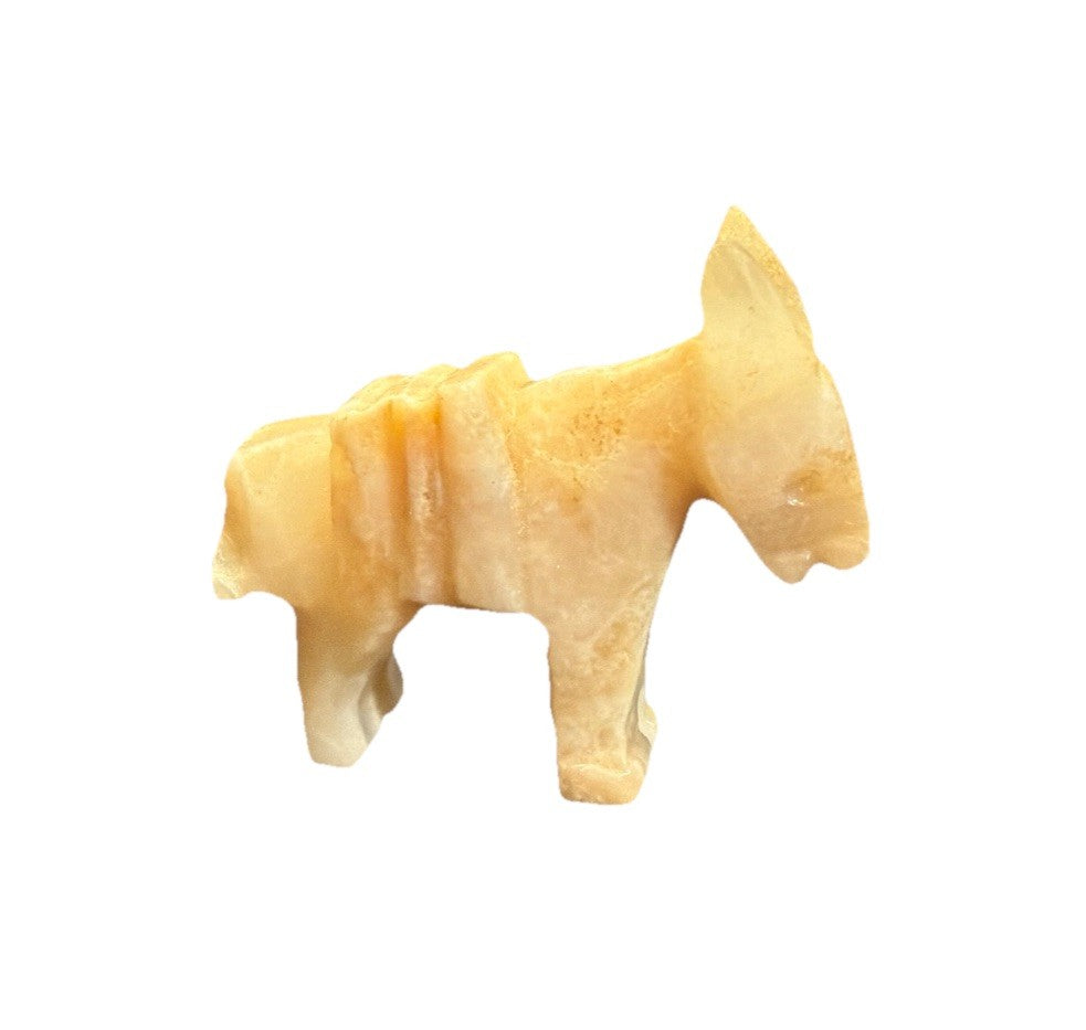 Vintage Hand Carved Stone Marble Alabaster Donkey Burro Mule 3"