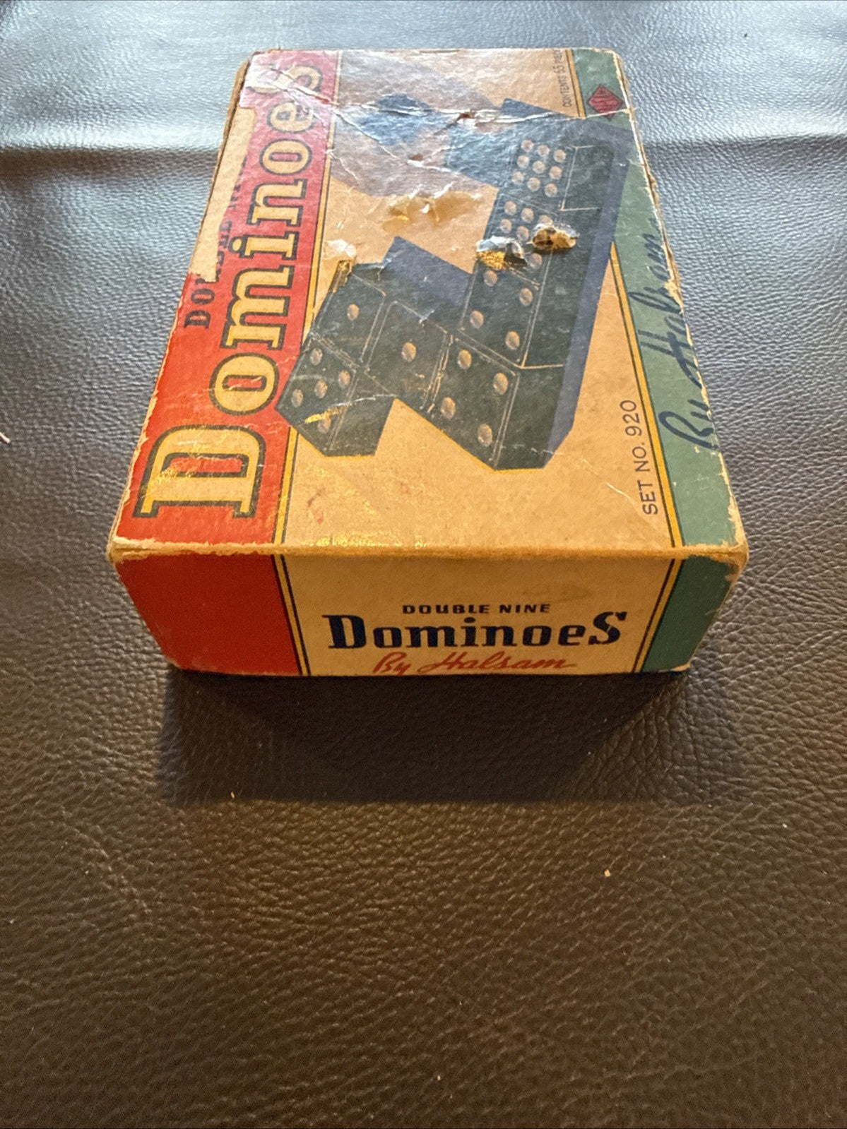 Vintage Halsam Dominoes No. 920R Double Nine Set in Original Box