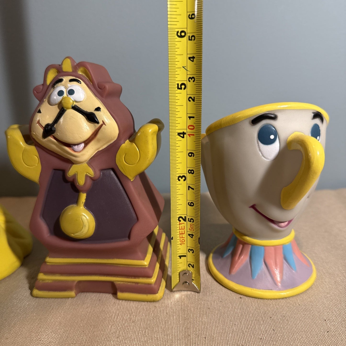 1992 Pizza Hut Beauty And The Beast Hand Puppets Disney Lot Of 4 Vintage