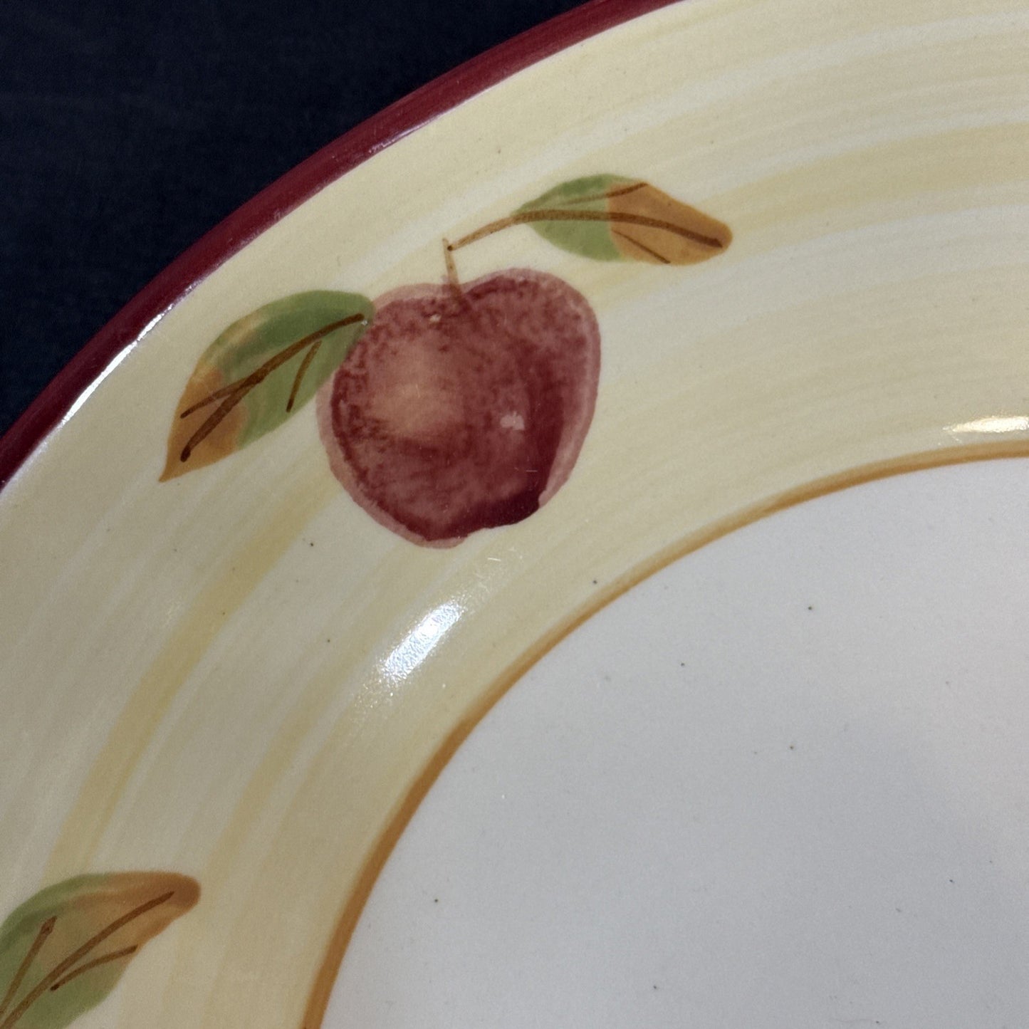 Hartstone Pottery Lot 13” Pasta Serving Bowl And Side Plate Apple Design