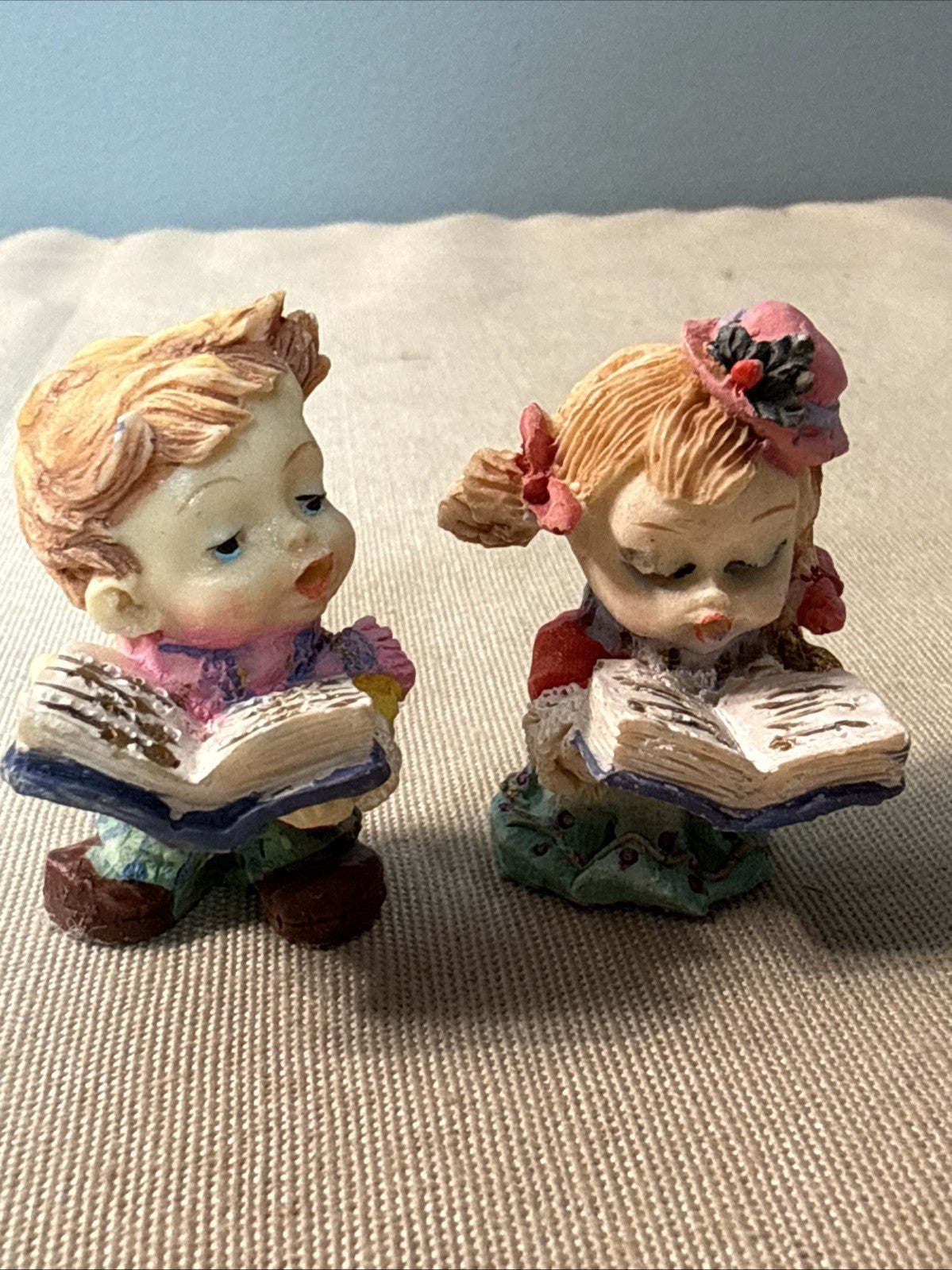 Vintage 2" Christmas Carolers Figurines Set of 9 Resin Children Singing Holiday