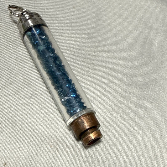 Vintage Y2K Blue Glitter Floating Bead Acrylic Tube Keychain Charm Pendant
