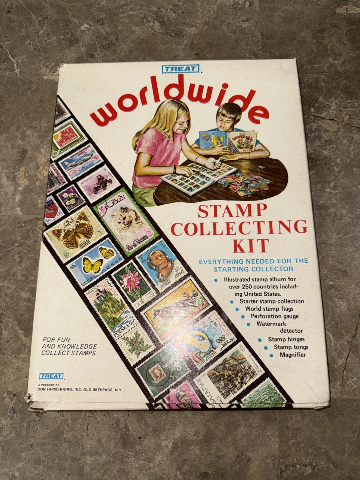 Vintage 1974 The Treat Worldwide Stamp Collecting Album with Stamps