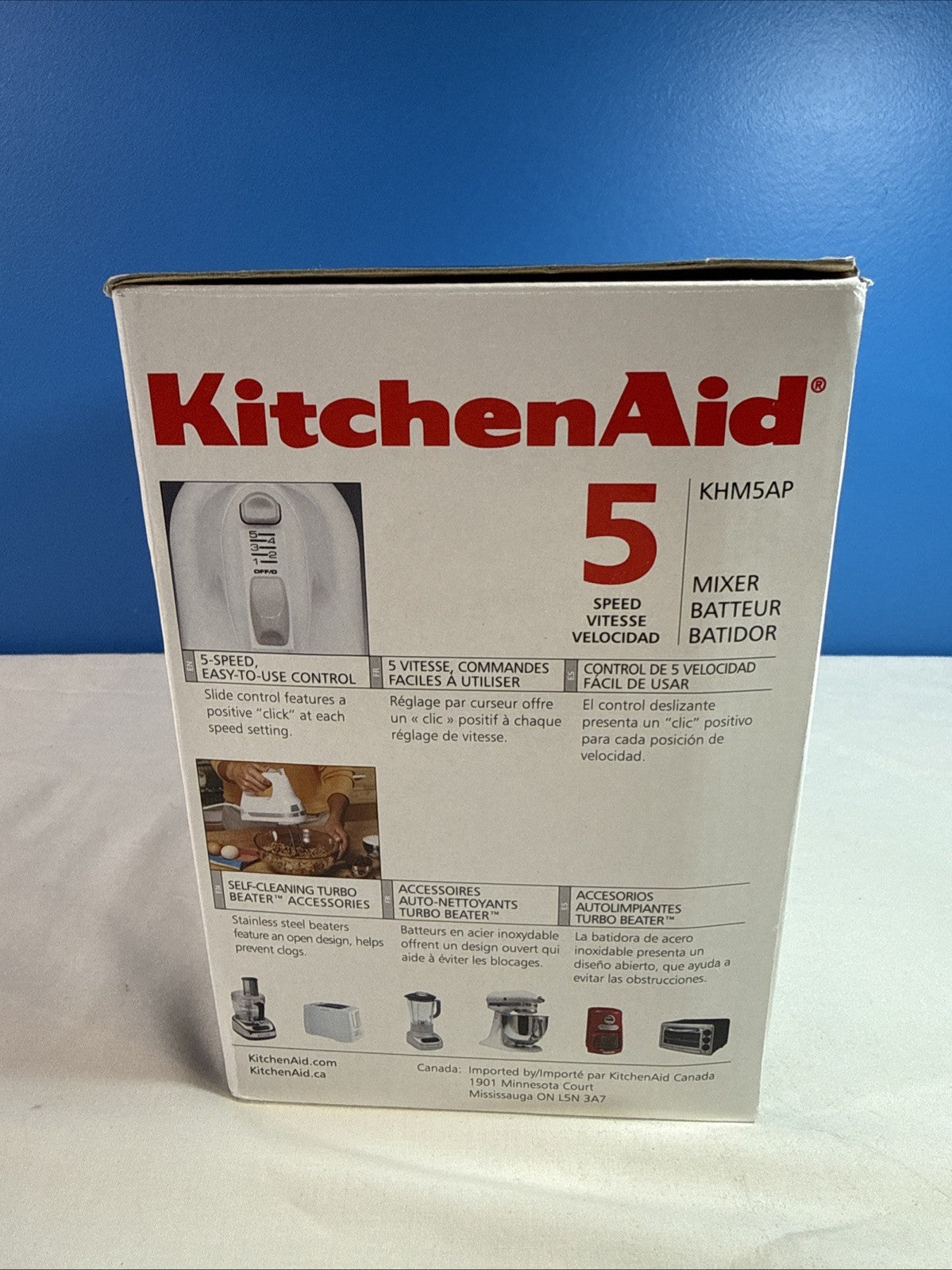 KitchenAid KHM5AP Ultra Power 5 Speed Hand Mixer White Beaters New In Box NIB