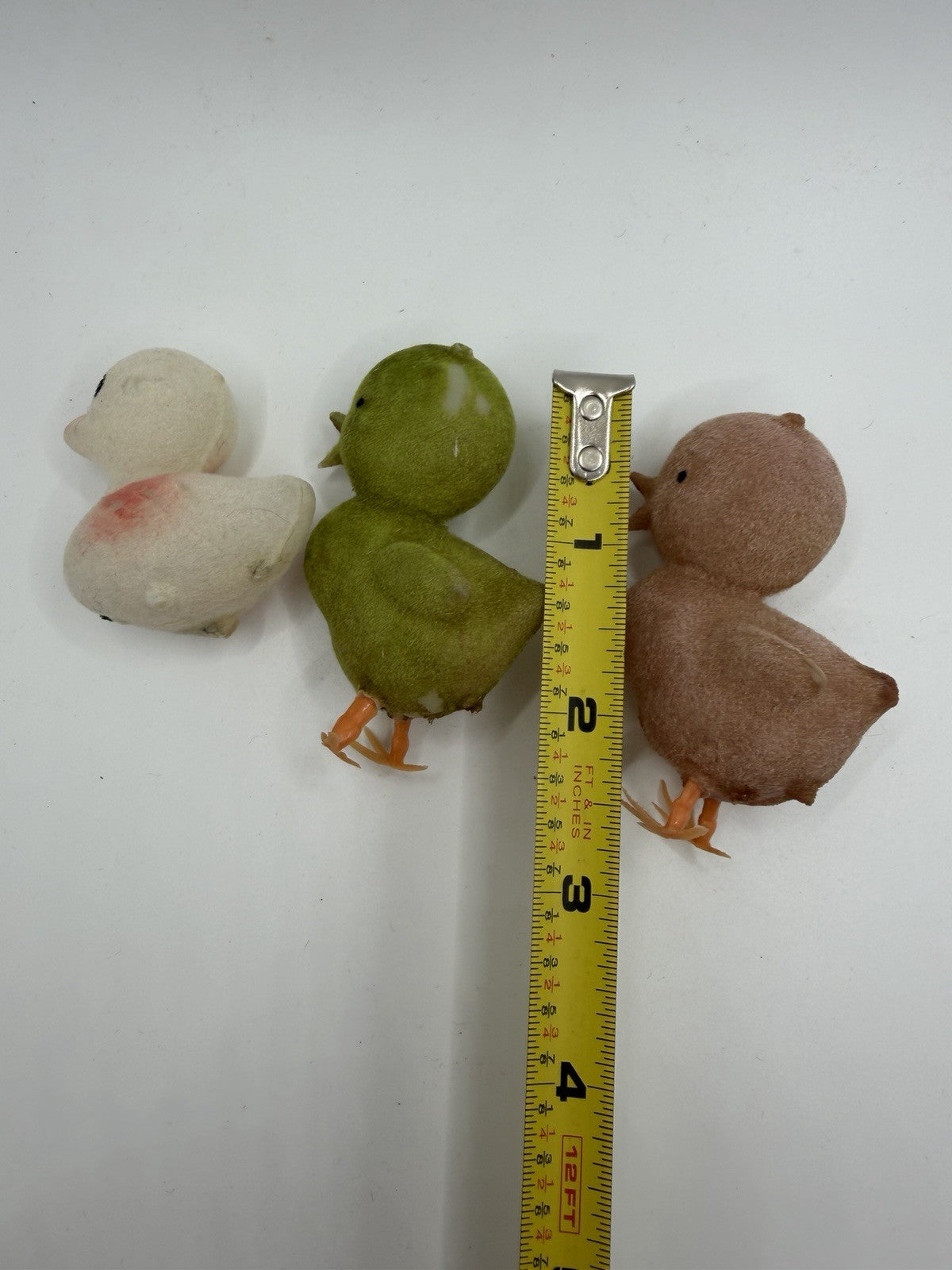 Vintage Flocked Easter Bunny Chick Mini Hat Figurines Diorama Plastic Mouse Lot