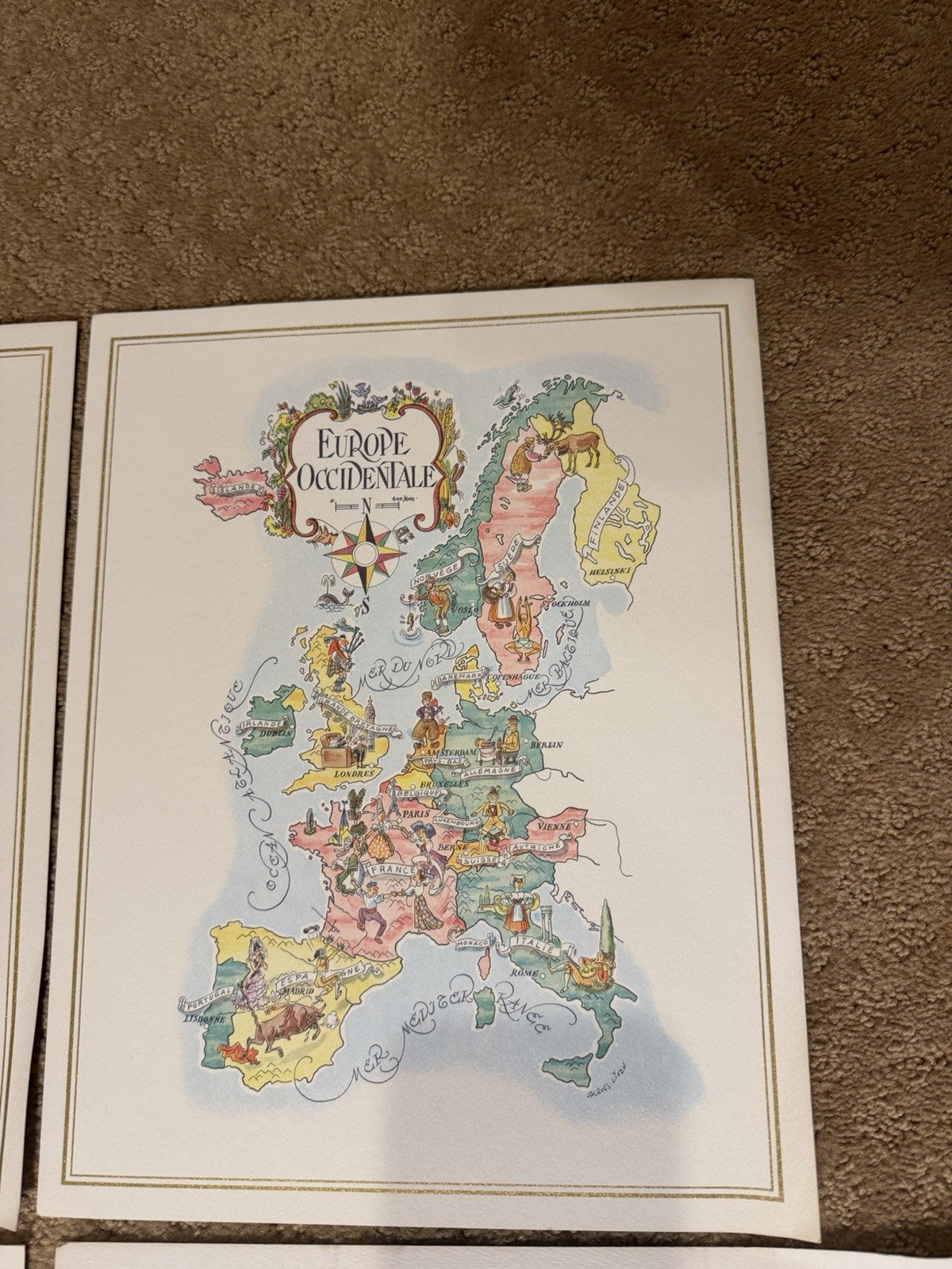 Vintage Pan Am Illustrated Map Prints Lot 7 Continental Cartography Art 12x14