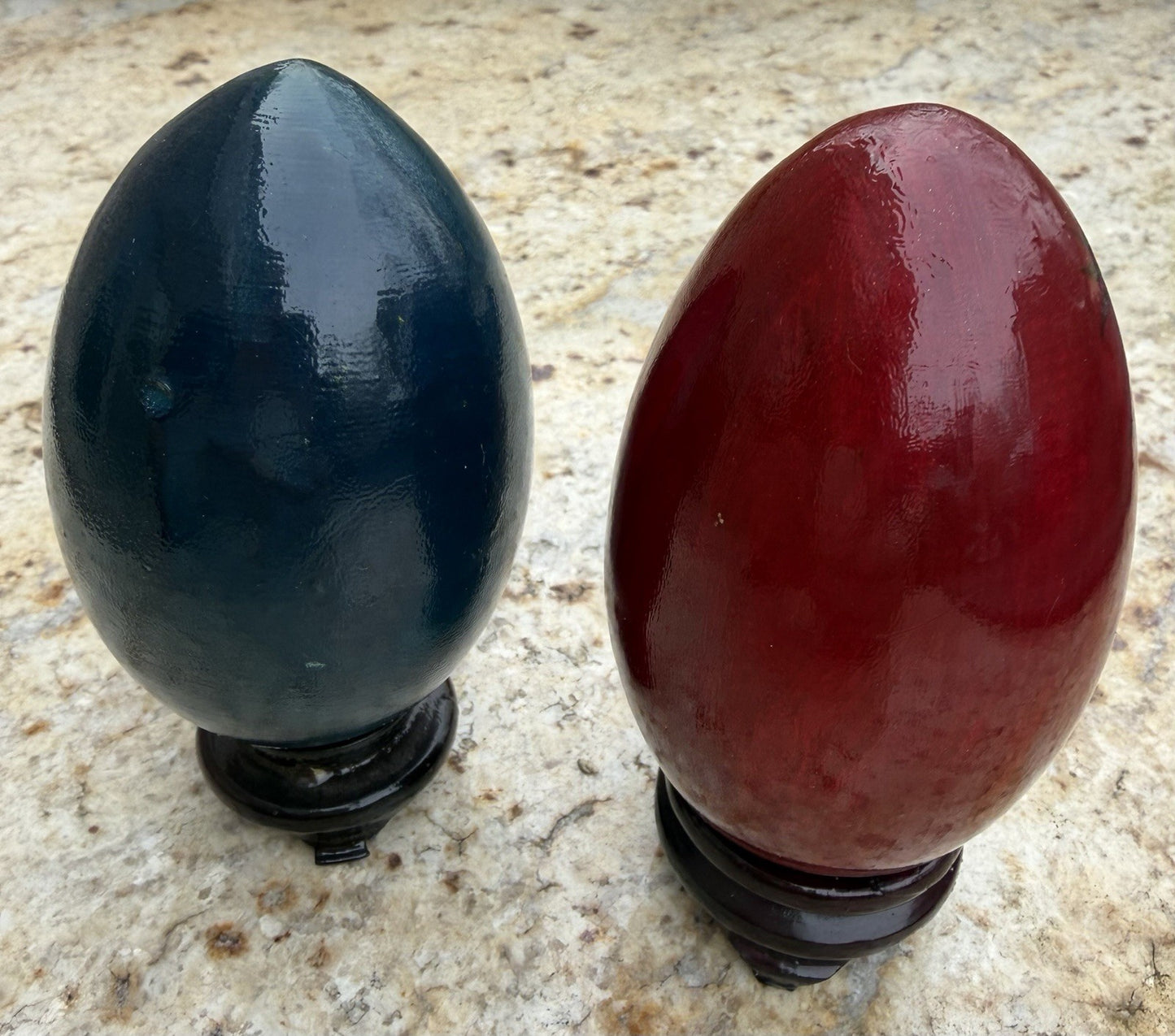 Zhostovo Hand Painted Lacquerware Wooden Eggs Floral With Stands