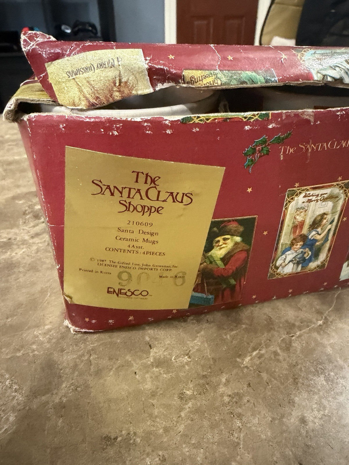 1987 Enesco The Gifted Line John Grossman Santa St Nicholas Mugs Set of 4 Box