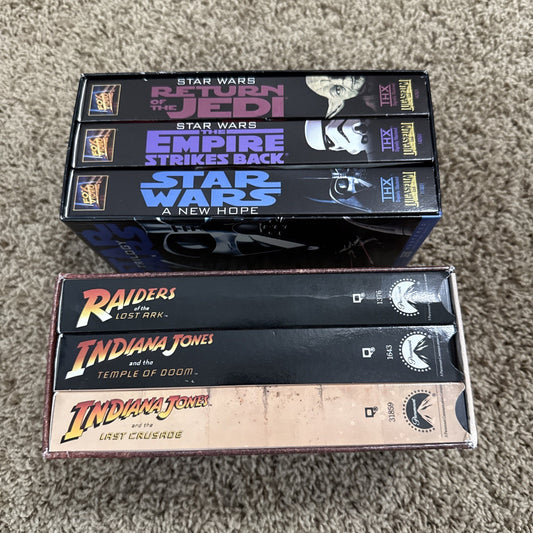 Star Wars Trilogy 1995 VHS Box Set Indiana Jones Trilogy 3 Tape Lucasfilm Movies