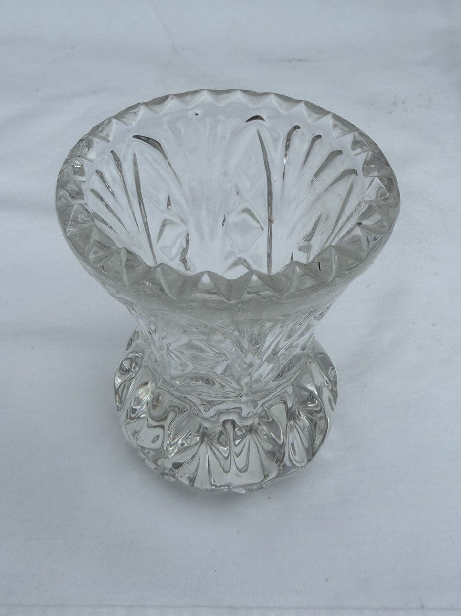 Vintage Zajecar Yugoslavia 24% Lead Crystal Mini Bud Vase Toothpick Holder Label