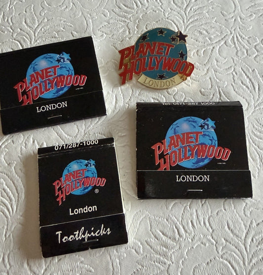 Vintage Planet Hollywood London Enamel Pins Matchbooks Toothpick Souvenir Lot 5