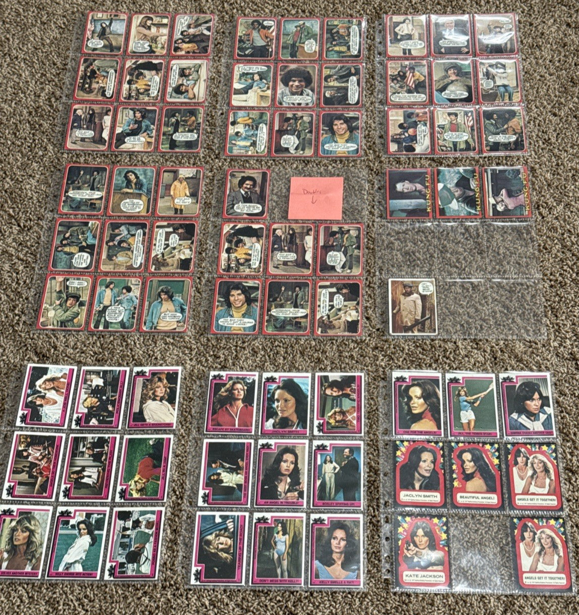 Vintage 1970s Topps TV Card Lot 73pc Charlies Angels Kotter Good Times Kung Fu
