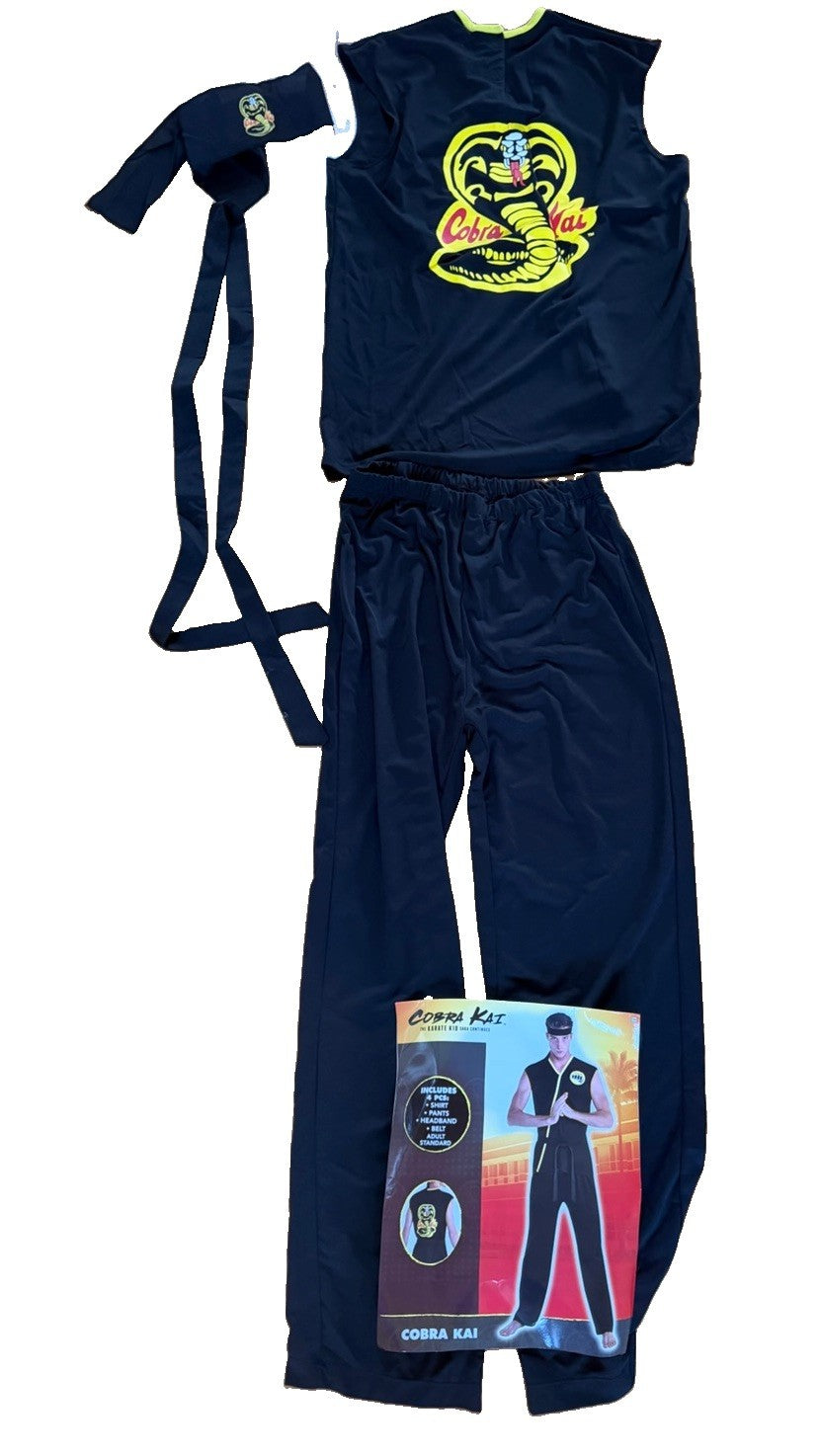 Cobra Kai Karate Kid Costume Black Gi Uniform Adult S/M Halloween Cosplay Outfit