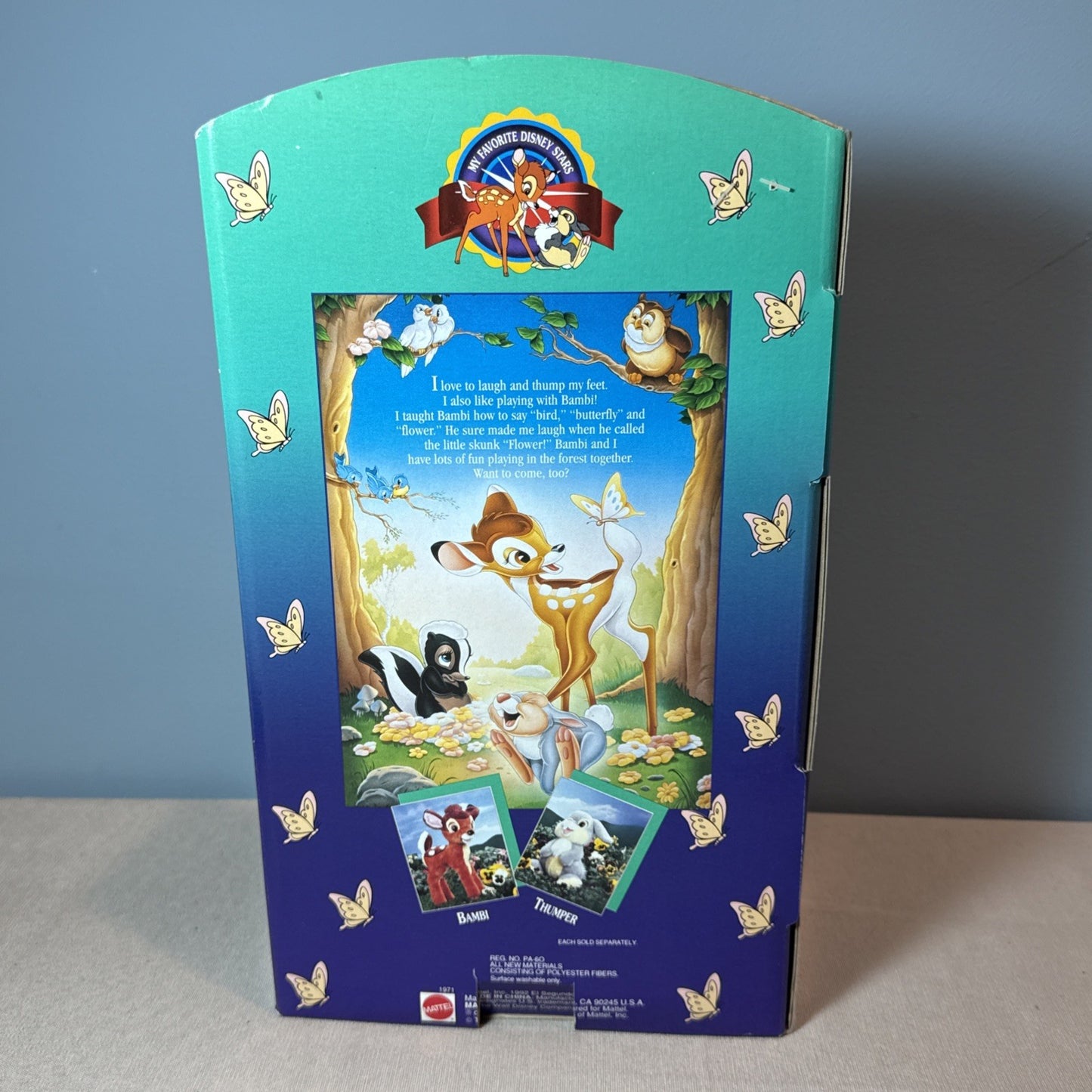 Disney Thumper Bambi Plush Rabbit Mattel New In Box Collectible Toy