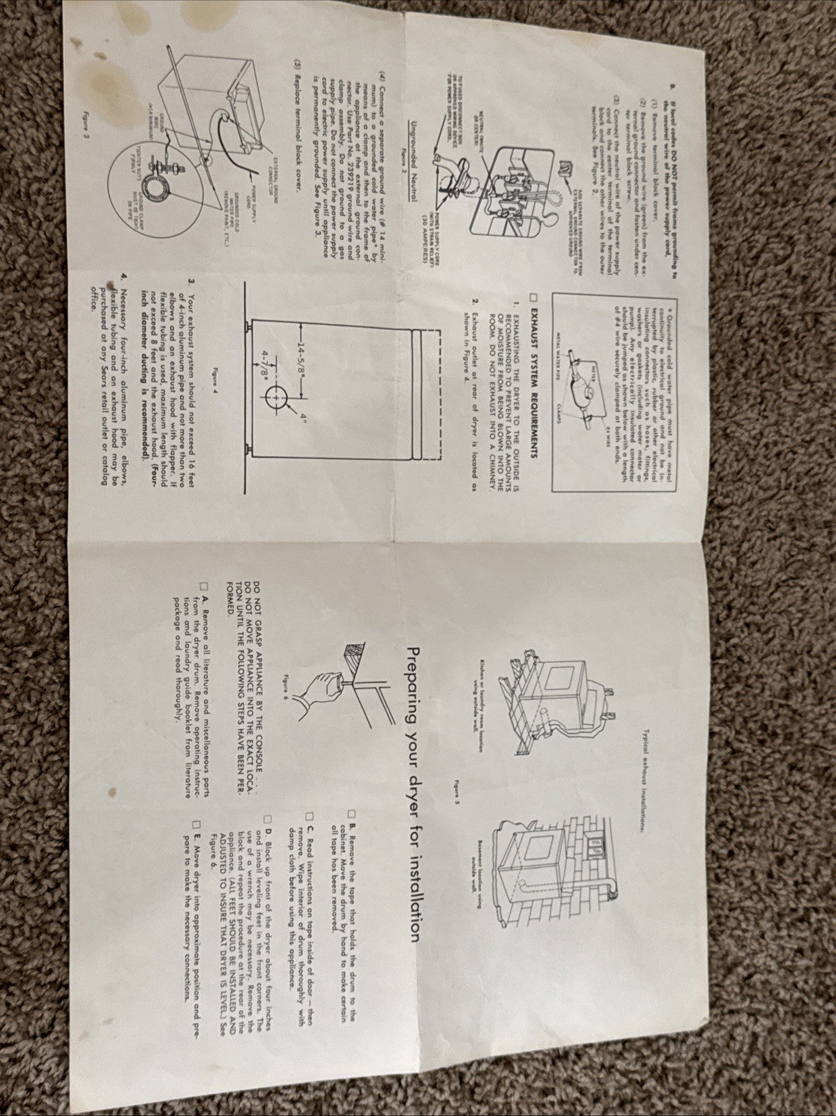 Vintage 1970s Sears Kenmore “How To Install Your New Electric Dryer” Instruction