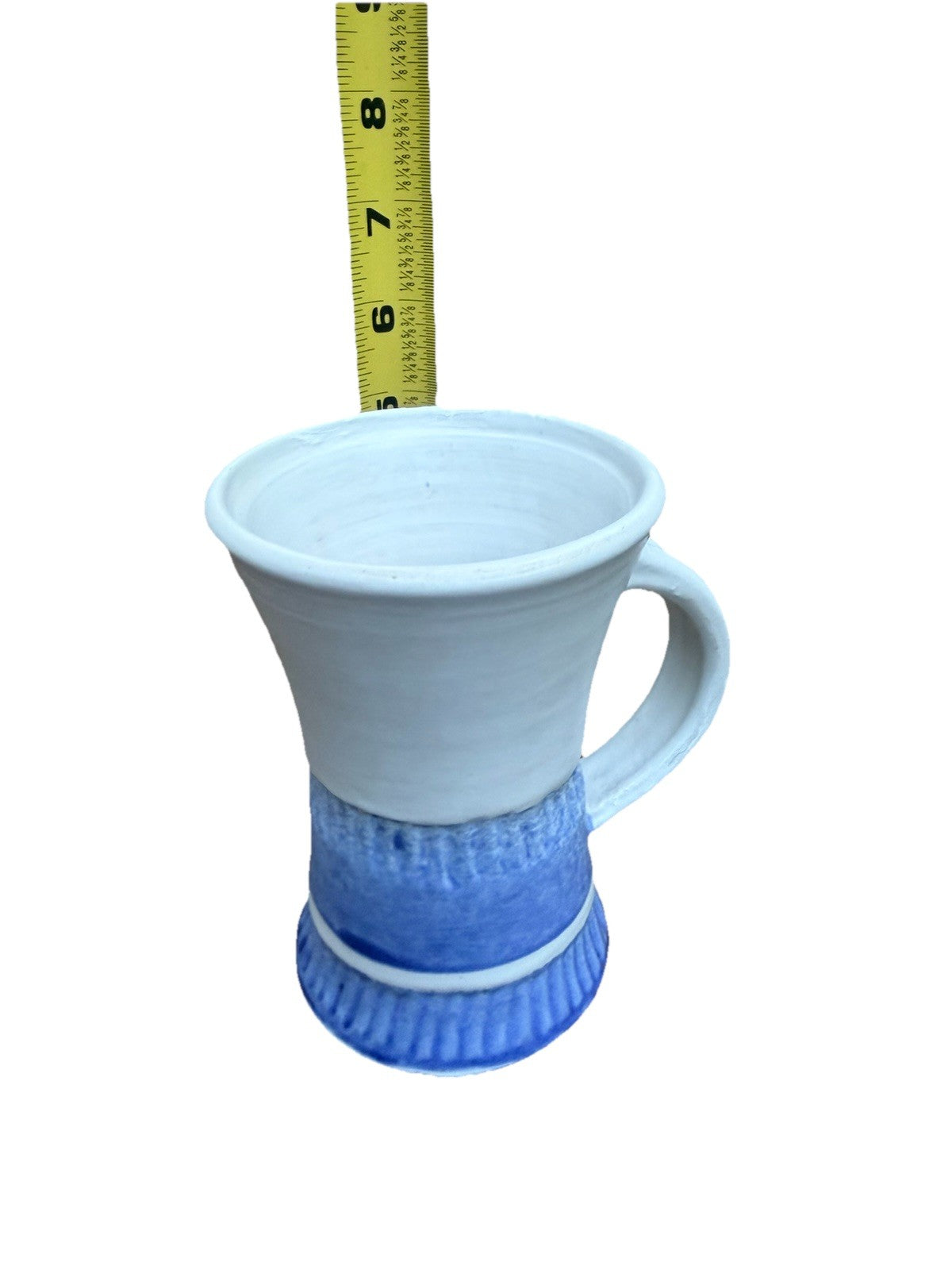 MD Diggles Pottery Stoneware Blue White Mug Handmade Ceramic 5”