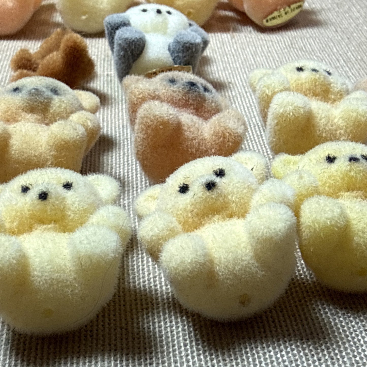 Vintage Mini Flocked Teddy Bear Lot of 22 Pastel 1" Miniature Craft Figure