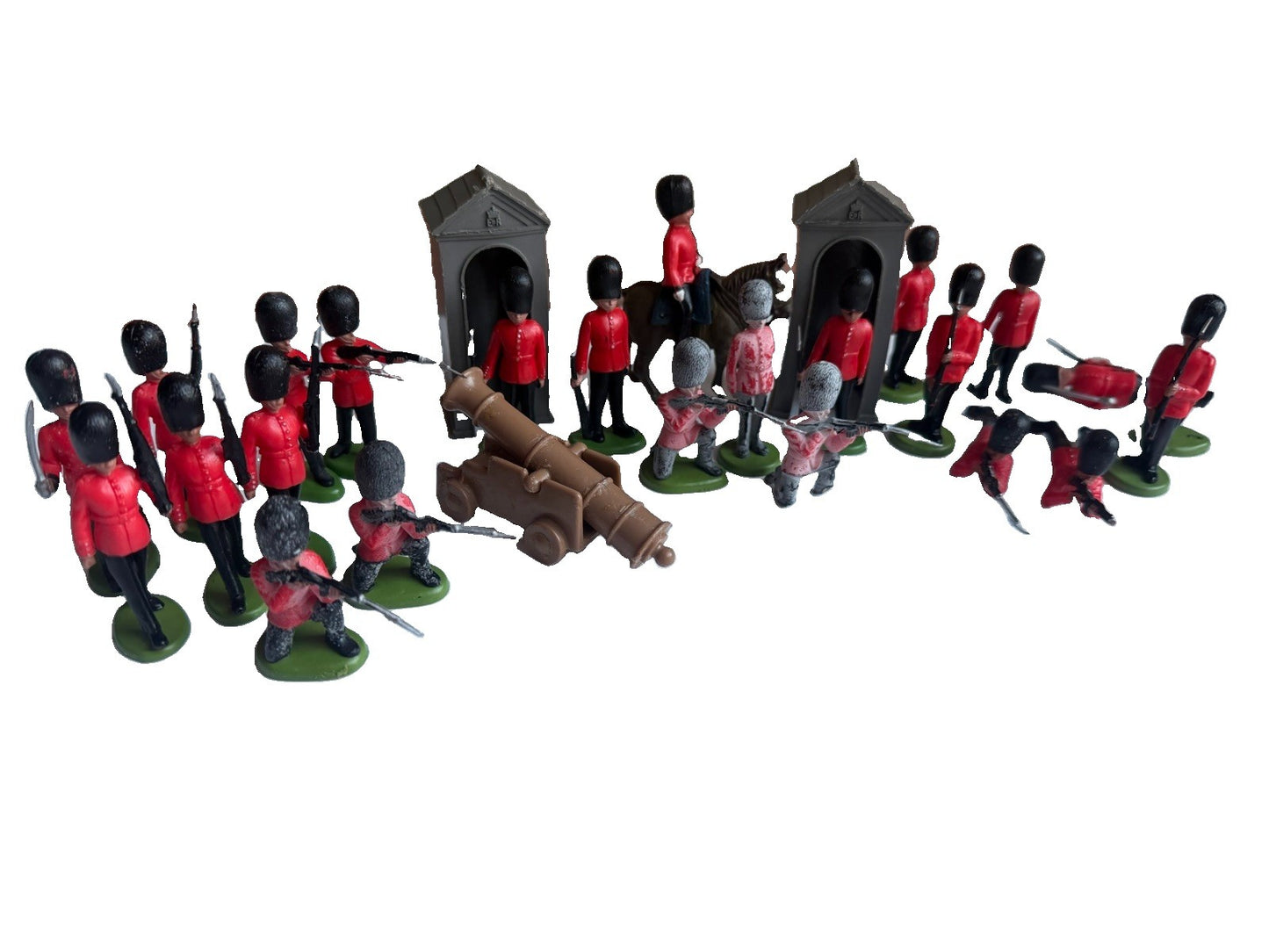 Vintage Britains Deetail Toy Soldier Lot Guardsmen Cannon Sentry Plastic Figures