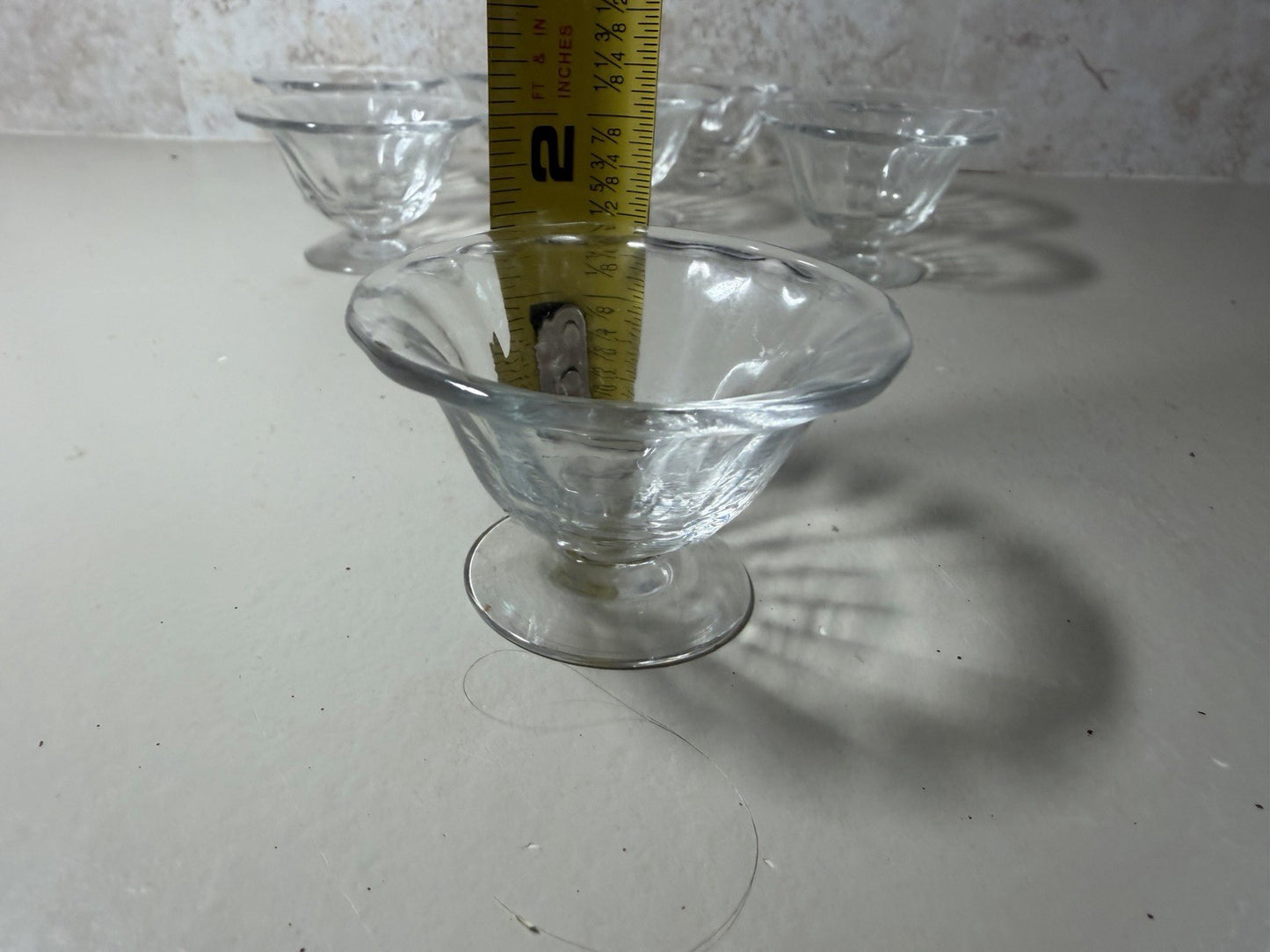 Vintage Clear Pressed Glass Open Salt Cellars Dips Set 8 Footed Fluted Bowls