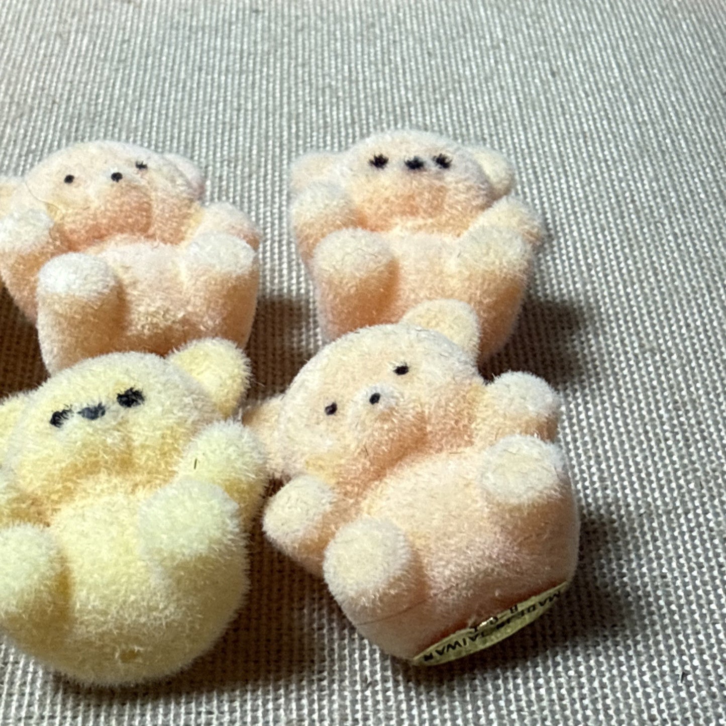Vintage Mini Flocked Teddy Bear Lot of 22 Pastel 1" Miniature Craft Figure