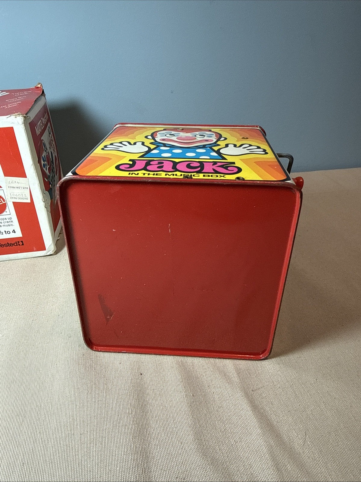 Vintage Rare In Box 1972 Mattel Jack In The Music Box WORKS Nose Wear