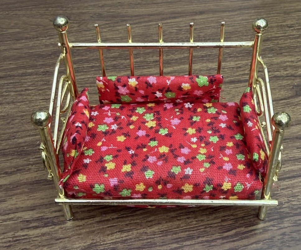 Vintage Dollhouse Furniture Brass Bed Sofa Ice Cream Chair Lot