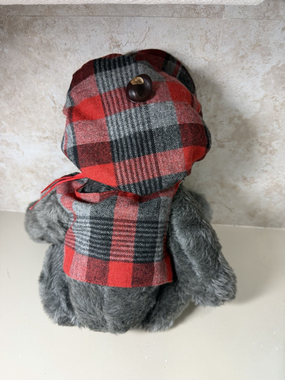 Ohio State Buckeyes Teddy Bear Coach Plaid Outfit Gray Plush 16" OSU